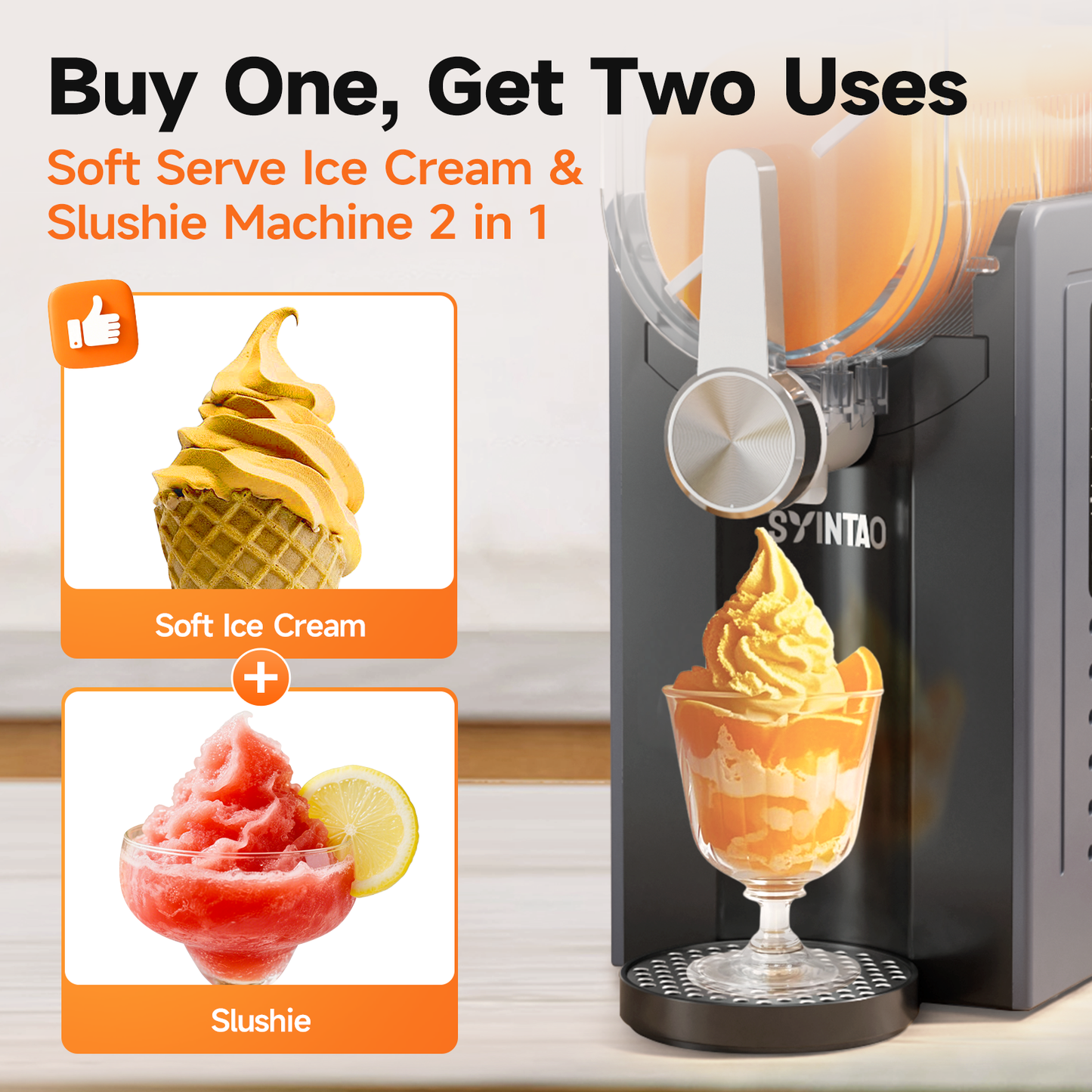 2-in-1 Ice Cream & Slushie Machine for Home